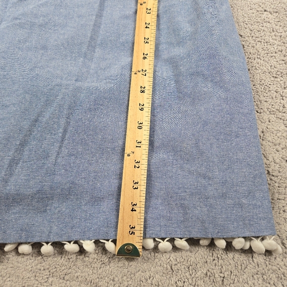 Jessica Howard Dress 10 Linen Shift Light Blue Pom Trim Mini Sleeveless Beachy - Picture 6 of 12